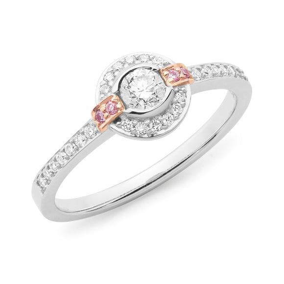 9ct WG/RG Diamond Engagement Ring with Pink Argyle Diamonds