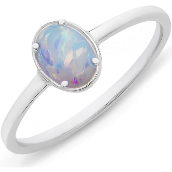 Sterling silver  created opal ring