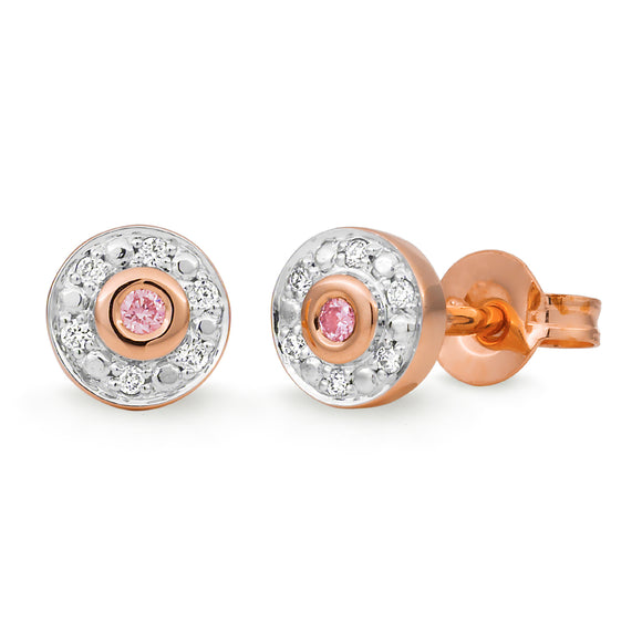 9ct RG/WG Pink Argyle Diamond and White Diamond Earrings
