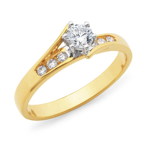 18ct YG/WG Round Solitaire Diamond Engagement Ring