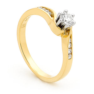 18ct YG/WG Twist Diamond Engagement Ring