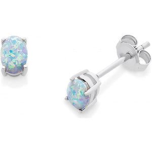 Sterling silver created opal studs