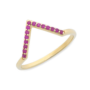 9ct Yellow Gold Ruby V Shaped Ring