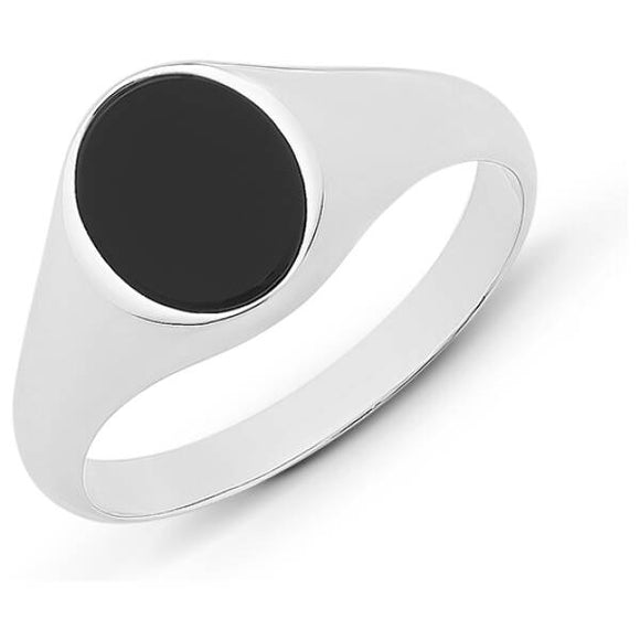 Sterling silver, black onyx, gents signet ring