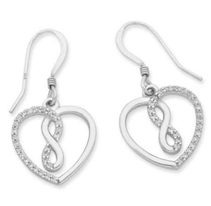S/S CZ Infinity in Heart Earrings