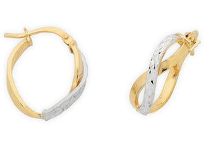 9ct Two Tone Twist Silver Filled Hoops