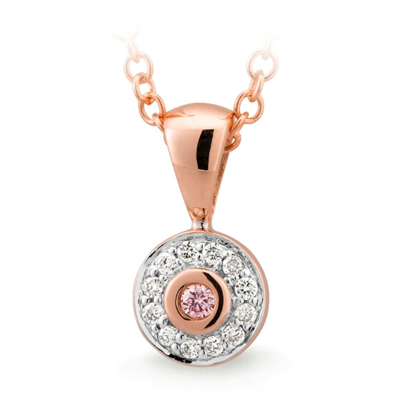 9ct RG/WG Pink Argyle Diamond and White Diamond Pendant